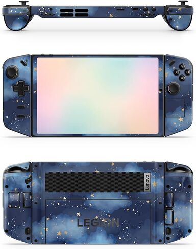 غلاف ZOOMHITSKINS للألعاب متوافق مع Lenovo Legion Skin، Blue Sky Night Stars Clouds Golden Navy Dark، غلاف لاصق من الفينيل 3M، صنع في الولايات المتحدة الأمريكية in Saudi Arabia