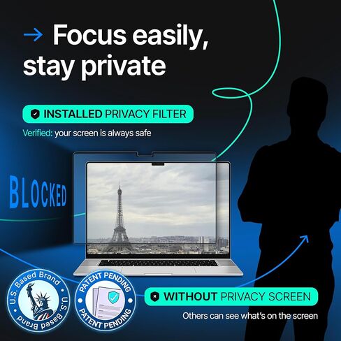 VINTEZ Magnetic Privacy Screen Compatible With MacBook Air 15" 2023, 2024, 2025, M2, M3 Anti-Blue Light Laptop Screen Protector Filter Blue Light Blocking Filter in Saudi Arabia