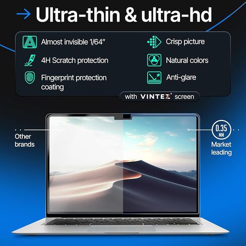 VINTEZ Magnetic Privacy Screen Compatible With MacBook Air 15" 2023, 2024, 2025, M2, M3 Anti-Blue Light Laptop Screen Protector Filter Blue Light Blocking Filter in Saudi Arabia