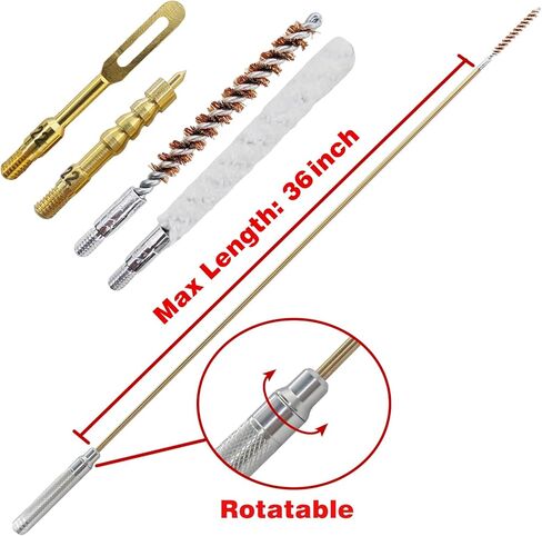 طقم تنظيف مسدسات .22 .223Cal 5.56 مم .22LR طقم تنظيف مسدس بندقية مع زيت تنظيف مسدس 3 مل، مسحات تنظيف، فرشاة تجويف برونزية ومحول نحاسي مع حقيبة محمولة in Kuwait