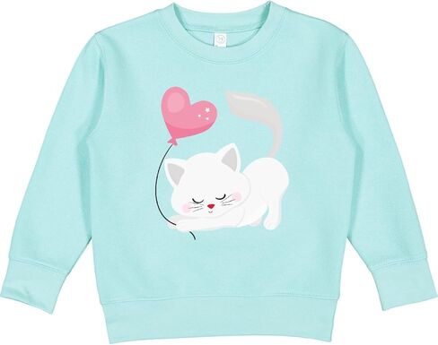 inktastic Valentine's Day Cat, Cute, Gray Cat, Hearts Toddler Sweatshirt in Saudi Arabia