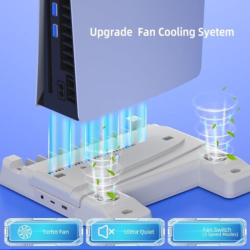 ملحقات PS5 Slim، قاعدة شحن PS5 Slim مع مروحة تبريد - أبيض in Kuwait