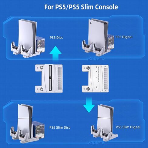 ملحقات PS5 Slim، قاعدة شحن PS5 Slim مع مروحة تبريد - أبيض in Kuwait