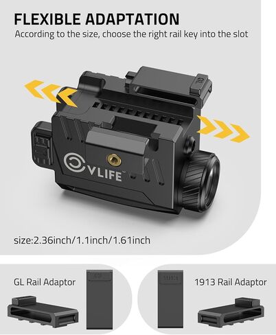 CVLIFE 800 Lumens Pistol Laser Light Combo with Slide Rail, Strobe Mode for Rechargeable Gun Light Compatible with Glock and Picatinny Rail, Pistol Flashlight with Red Laser Beam for Home Defense in Kuwait