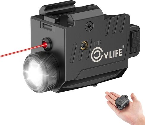 مجموعة ضوء الليزر CVLIFE 800 لومن مع سكة ​​منزلق، وضع ستروب لضوء المسدس القابل لإعادة الشحن المتوافق مع سكة ​​غلوك وبيكاتيني، مصباح يدوي مسدس مع شعاع ليزر أحمر للدفاع عن المنزل in Kuwait