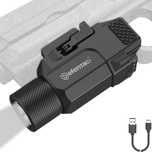 DEFENTAC 1800 Lumens Slidable Pistol Light with Quick Release, Rechargeable Tactical Flashlight with Strobe/Momentary for Guns with Pic-Rail (Not for Subcompact) in Saudi Arabia