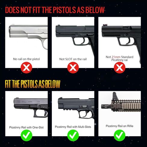 DEFENTAC 1800 Lumens Slidable Pistol Light with Quick Release, Rechargeable Tactical Flashlight with Strobe/Momentary for Guns with Pic-Rail (Not for Subcompact) in Saudi Arabia