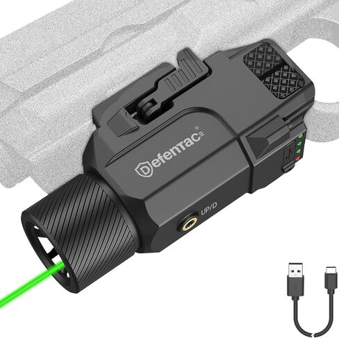 DEFENTAC 1800 Lumens Slidable Pistol Light with Quick Release, Rechargeable Tactical Flashlight with Strobe/Momentary for Guns with Pic-Rail (Not for Subcompact) in Saudi Arabia