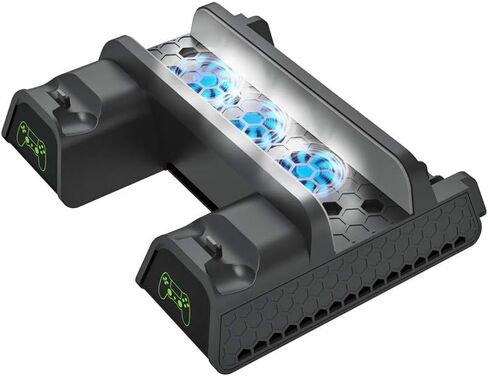 SOTY Cooling Stand for PlayStation 4 Accessory Kits, Cooling Fan Station for PS4 Slim/Pro/PlayStation 4 Consoles, Pro Vertical Stand with Dual Controller EXT Port Charger Dock Station & 12 Game Slots in Saudi Arabia