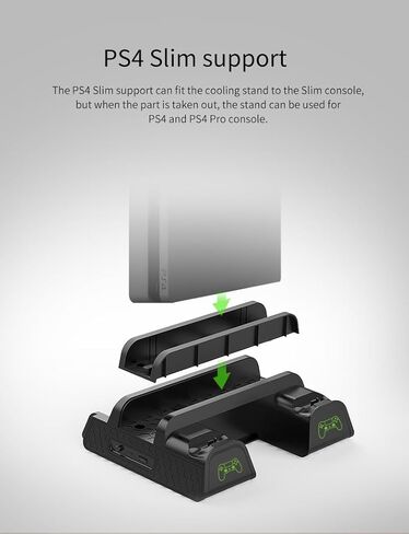 SOTY Cooling Stand for PlayStation 4 Accessory Kits, Cooling Fan Station for PS4 Slim/Pro/PlayStation 4 Consoles, Pro Vertical Stand with Dual Controller EXT Port Charger Dock Station & 12 Game Slots in Saudi Arabia