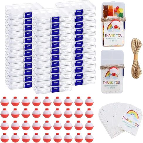 زيبرابوكس 36 مجموعة من صناديق حلوى الصيد الصغيرة لحفلات أعياد الميلاد مع 36 قطعة صيد و50 بطاقة - لوازم وديكورات لموضوع صيد السمك، عبوة قيمة كبيرة الكمية in Kuwait