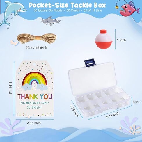 زيبرابوكس 36 مجموعة من صناديق حلوى الصيد الصغيرة لحفلات أعياد الميلاد مع 36 قطعة صيد و50 بطاقة - لوازم وديكورات لموضوع صيد السمك، عبوة قيمة كبيرة الكمية in Kuwait