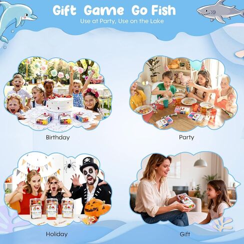 زيبرابوكس 36 مجموعة من صناديق حلوى الصيد الصغيرة لحفلات أعياد الميلاد مع 36 قطعة صيد و50 بطاقة - لوازم وديكورات لموضوع صيد السمك، عبوة قيمة كبيرة الكمية in Kuwait