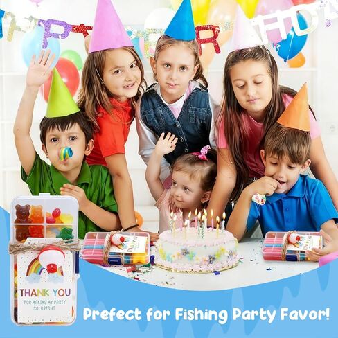 زيبرابوكس 36 مجموعة من صناديق حلوى الصيد الصغيرة لحفلات أعياد الميلاد مع 36 قطعة صيد و50 بطاقة - لوازم وديكورات لموضوع صيد السمك، عبوة قيمة كبيرة الكمية in Kuwait