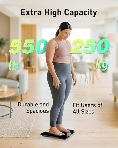 مقياس RunStar لوزن الجسم 550 رطل، مقياس حمام رقمي 14 بوصة مع وضع الطفل والحيوانات الأليفة، شاشة LED ساطعة كبيرة جدًا، زجاج مقسى 8 مم للحصول على دقة ومتانة in Kuwait