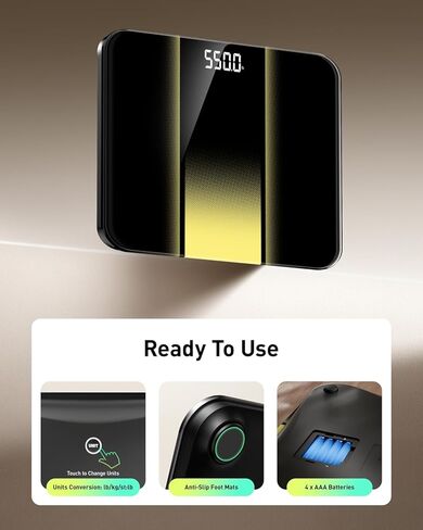 مقياس RunStar لوزن الجسم 550 رطل، مقياس حمام رقمي 14 بوصة مع وضع الطفل والحيوانات الأليفة، شاشة LED ساطعة كبيرة جدًا، زجاج مقسى 8 مم للحصول على دقة ومتانة in Kuwait