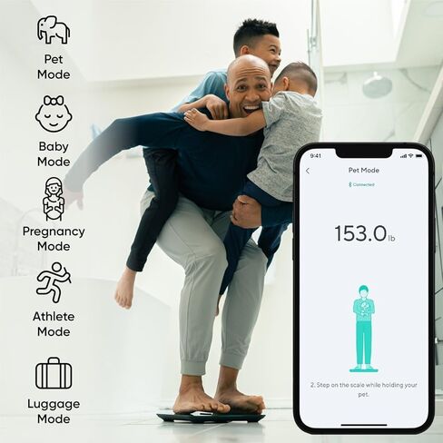 مقياس Wyze الذكي X - مقياس الحمام الرقمي لوزن الجسم ومؤشر كتلة الجسم ودهون الجسم وكتلة العضلات ومراقبة معدل ضربات القلب | المزامنة مع التطبيقات الصحية | محلل تكوين الجسم للأشخاص والرضع والحيوانات الأليفة، 400 رطل (كحلي) in Saudi Arabia