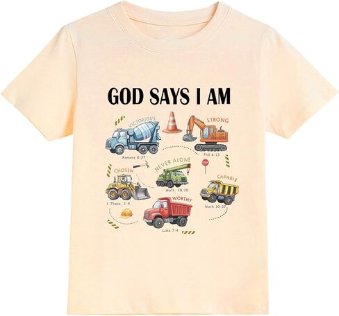 قميص يسوع الديني للأطفال الصغار والبنات والبنات المسيحية، تي شيرتات قطنية للأطفال آية الكتاب المقدس من عمر 2 إلى 7 سنوات in Kuwait