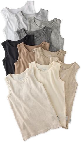 Butterblu Malone 10-Pack Sleeveless Shirts​, 100% Organic Cotton | GOTS Certified Organic Cotton Tank Tops Undershirts for Baby and Toddler Boys, Girls, Soft, Machine Washable in Kuwait