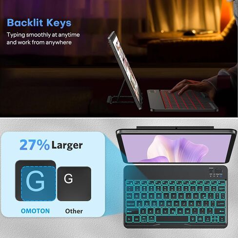 لوحة مفاتيح بلوتوث لجهاز iPad، 7 ألوان بإضاءة خلفية، لوحة مفاتيح لاسلكية قابلة لإعادة الشحن 10 بوصة لأجهزة iPad الجيل 10/9/8، iPhone، الكمبيوتر اللوحي، الهاتف الذكي iOS Android Windows Computer in Kuwait