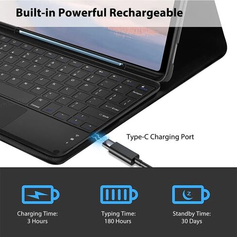 Touchpad Keyboard Case for Lenovo Idea Tab 11" / K11 Gen 2 (2025), Ultra-Thin Leather Stand Cover with 7-Color Backlit Wireless Keyboard for 11" Lenovo Idea Tab 2025 (TB-336ZU/336FU), Black in Saudi Arabia
