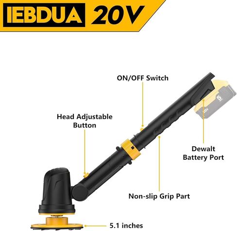 Electric Ice Scraper for Dewalt 20V Battery, 1300RPM High-Speed Windshield Scraper for Ice and Snow, 45° Head Adjust, Extension Rod, Ice Scraper for Car Window(Battery Not Included) (Yellow) in Saudi Arabia