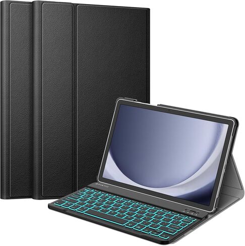 حافظة لوحة المفاتيح FINTIE بإضاءة خلفية لجهاز Samsung Galaxy Tab A11+ Plus 2025/ A9+ Plus 11 بوصة 2023، غطاء واقٍ للوحة المفاتيح بلوتوث بإضاءة خلفية قابلة للفصل بـ 7 ألوان، أسود in Saudi Arabia