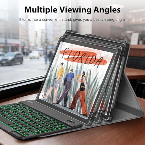 حافظة لوحة المفاتيح FINTIE بإضاءة خلفية لجهاز Samsung Galaxy Tab A11+ Plus 2025/ A9+ Plus 11 بوصة 2023، غطاء واقٍ للوحة المفاتيح بلوتوث بإضاءة خلفية قابلة للفصل بـ 7 ألوان، أسود in Saudi Arabia