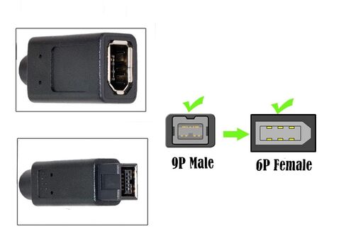 FireWire 400 ~ 800 كابل IEEE 1394 6-pin أنثى إلى 1394B 9-pin ذكر تمديد البيانات/بطاقة التقاط الفيديو 20 سنتيمتر in Kuwait