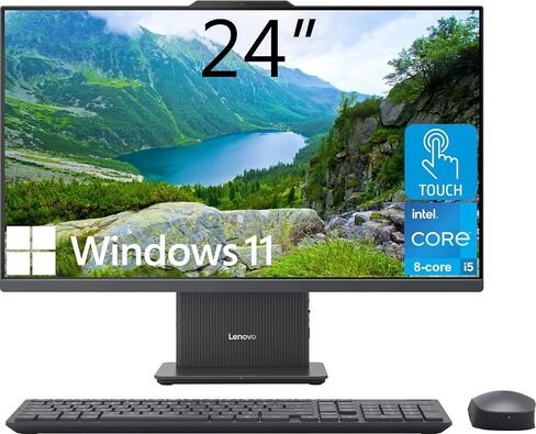 كمبيوتر مكتبي Lenovo IdeaCentre الكل في واحد، شاشة لمس FHD 24 بوصة، معالج Intel Core i5-13420H ثماني النواة، 16 جيجابايت DDR5، 512 جيجابايت SSD، Wi-Fi 6، مدخل HDMI ومخرج، لوحة مفاتيح وماوس لاسلكي، Windows 11 Home in Kuwait