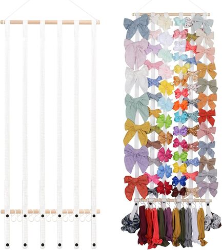 OAOLEER Hair Bow Holder Organizer for Girls Hair Clips Headband Storage | Wall Hanging Home Decor for Girls Room (1Pcs White 35Inch) in Saudi Arabia