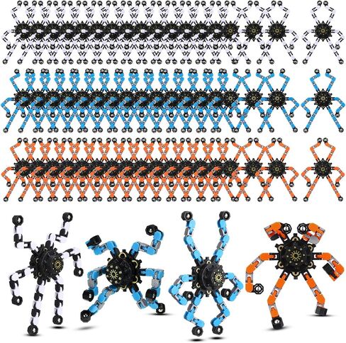 40 Pack Funny Sensory Fidget Toy Transformable Chain Robot Finger Toy DIY Deformation Robot Mechanical Spinners Stress Relief Autistic Gifts for Adult Teen Prize Stuffer Party Favor (Classic) in Saudi Arabia