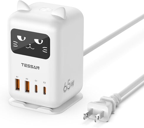 كتلة شاحن USB C PD 65 وات، محطة شحن TESSAN لأجهزة متعددة، شاحن برج سطح المكتب مع 4 منافذ USB لأجهزة iPhone 17/16/15، MacBook، الكمبيوتر اللوحي، غرفة النوم المنزلية والمكتبية in Kuwait