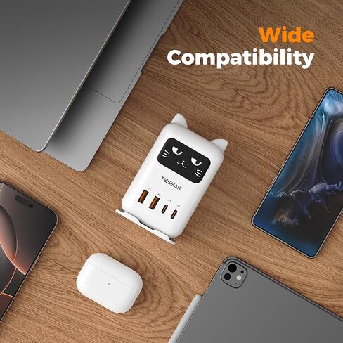 كتلة شاحن USB C PD 65 وات، محطة شحن TESSAN لأجهزة متعددة، شاحن برج سطح المكتب مع 4 منافذ USB لأجهزة iPhone 17/16/15، MacBook، الكمبيوتر اللوحي، غرفة النوم المنزلية والمكتبية in Kuwait