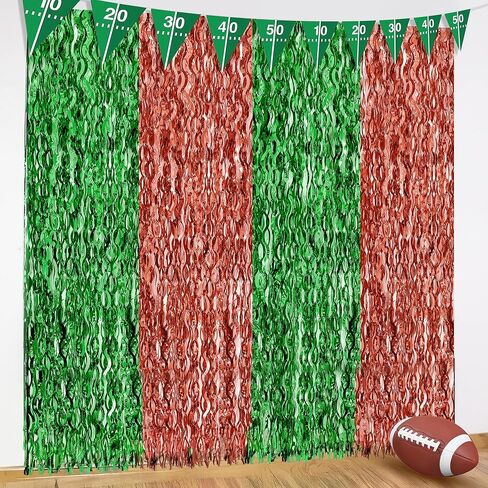 KatchOn, XtraLarge Wave Green and Brown Fringe Backdrop - 3.5x6.5 Feet Football Backdrop | Football Streamers, Football Party Decorations | Football Party Backdrop, Football Birthday Party Decorations in Saudi Arabia