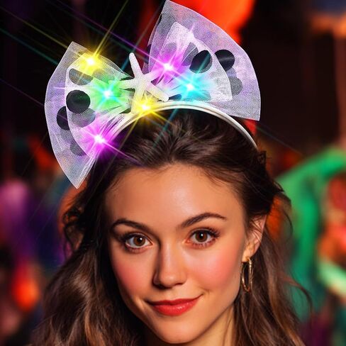 عصابة رأس جونكي المضيئة على شكل فيونكة شعر على شكل نجمة البحر المتوهجة، إكسسوارات شعر للنساء (أصفر، مقاس واحد) in Kuwait