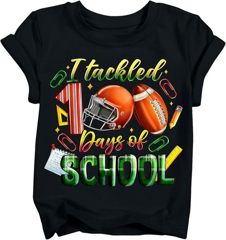 قميص للأولاد والبنات 100 يوم من المدرسة تي شيرت للأطفال Happy 100th Day of School تي شيرت للأطفال الصغار برسومات تي شيرت 2026 (3T-10T) in Kuwait