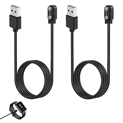قطعتان من شاحن الساعة الذكية العالمي، كابل شحن USB مغناطيسي 2 دبوس 2.84 مم، سلك شاحن بديل متوافق مع Letsfit، YAMAY، Willful، UMIDIGI، Fitpolo، Blackview، Dirrelo، Lifebee، Hamile in Kuwait