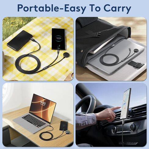 cugunu USB A/C to Galaxy Watch/USB C Multiple Portable Travel Charger Cable, 2-in-2 Car Magnetic Wireless Charging Cord Compatible with Samsung Watch 8/7/6/5/4/3/ Android Phone in Saudi Arabia