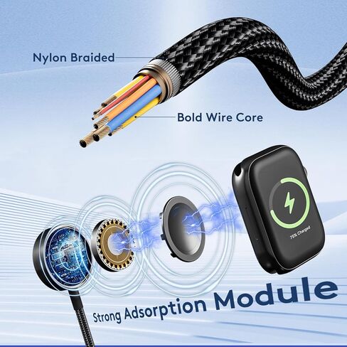 cugunu USB A/C to Galaxy Watch/USB C Multiple Portable Travel Charger Cable, 2-in-2 Car Magnetic Wireless Charging Cord Compatible with Samsung Watch 8/7/6/5/4/3/ Android Phone in Saudi Arabia