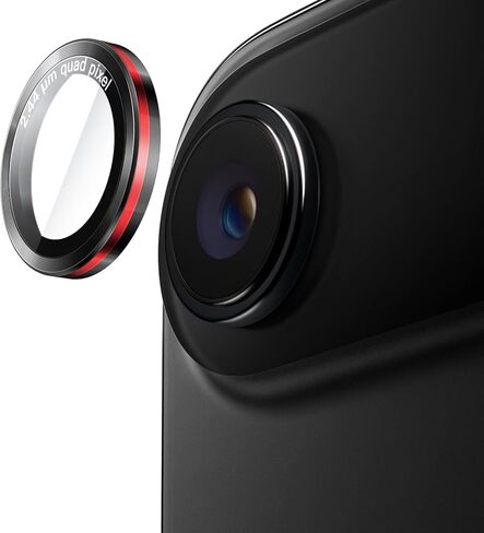 JETech Camera Lens Protector for iPhone 17 Pro 6.3-Inch and iPhone 17 Pro Max 6.9-Inch, 9H Tempered Glass Metal Individual Ring Cover, Two-Tone, Easy Installation Tray, 1 Set (Black+Red) in Saudi Arabia