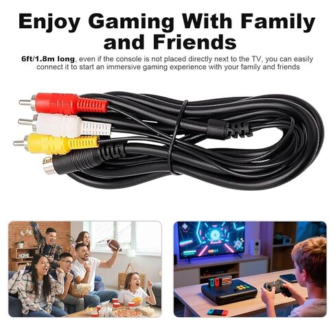 كابل AV بديل بطول 6 أقدام/1.8 متر، سلك صوت وفيديو مركب RCA متوافق مع Sega Genesis 2/Genesis 3، Mega Drive 2/3، قابس 9 دبابيس in Saudi Arabia