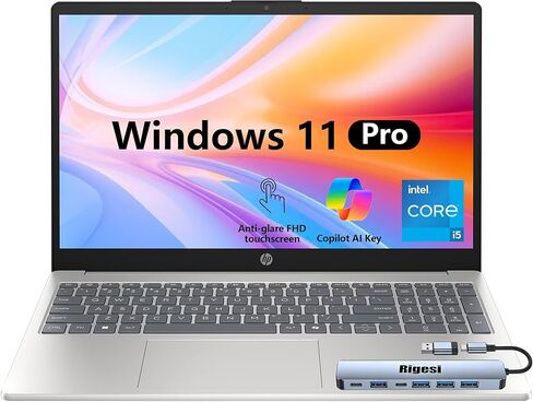 كمبيوتر محمول HP 15.6 بوصة FHD يعمل باللمس، Intel i5، ذاكرة الوصول العشوائي 32 جيجابايت، 1 تيرابايت SSD، Windows 11 Pro، Wi-Fi 6، حزمة كمبيوتر محمول للأعمال الرائدة مع قاعدة إرساء - فضي طبيعي in Saudi Arabia