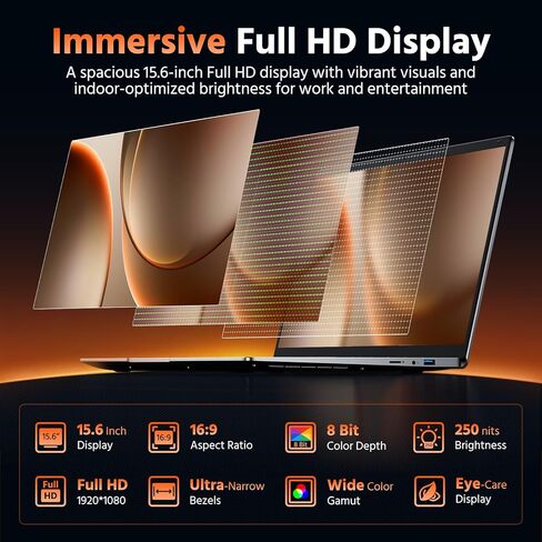 كمبيوتر محمول 15.6 بوصة، ذاكرة وصول عشوائي 8 جيجا بايت 256 جيجا بايت SSD Celeron N4000 (حتى 2.6 جيجا هرتز) كمبيوتر محمول Win 11 Office Suite FHD IPS sRGB Notebook 2.4G&5G WiFi BT 4.2 HDMI USB 3.0 بطارية 5000 مللي أمبير في الساعة للأعمال الطلابية المنزلية in Kuwait