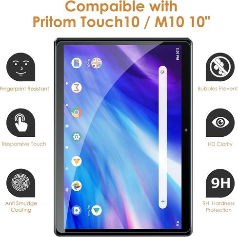 واقيات شاشة مكونة من قطعتين متوافقة مع جهاز Pritom Touch10 / M10 / M10(3G) / TAB 10 Lite مقاس 10 بوصة، زجاج مقسى [وضوح HD] [9 صلابة] [سهلة التركيب] in Saudi Arabia