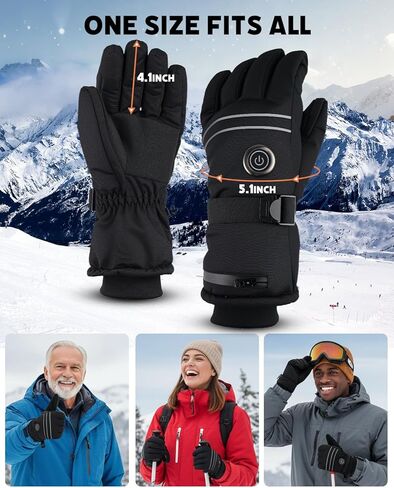 قفازات ساخنة للرجال والنساء، قفازات ساخنة ببطارية قابلة للشحن مع شاشة تعمل باللمس للصيد والتخييم والتزلج (كبير) in Kuwait