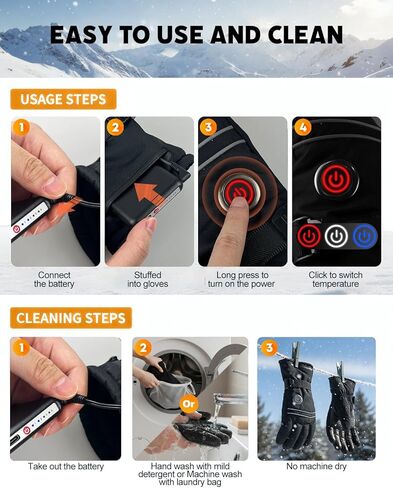 قفازات ساخنة للرجال والنساء، قفازات ساخنة ببطارية قابلة للشحن مع شاشة تعمل باللمس للصيد والتخييم والتزلج (كبير) in Kuwait