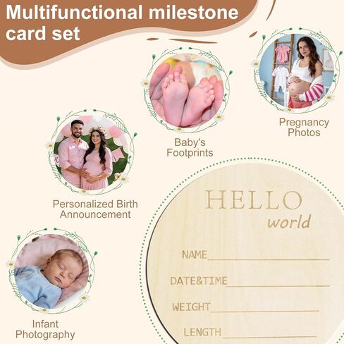 Monthly Milestone Signs, Baby My First Holiday Collection, Hello World Announcement Sign, Celebration Board, Photo Cards, Perfect Newborn Gift and Keepsake in Saudi Arabia