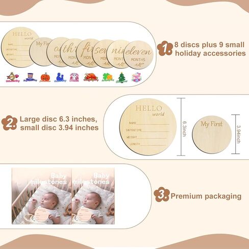 Monthly Milestone Signs, Baby My First Holiday Collection, Hello World Announcement Sign, Celebration Board, Photo Cards, Perfect Newborn Gift and Keepsake in Saudi Arabia