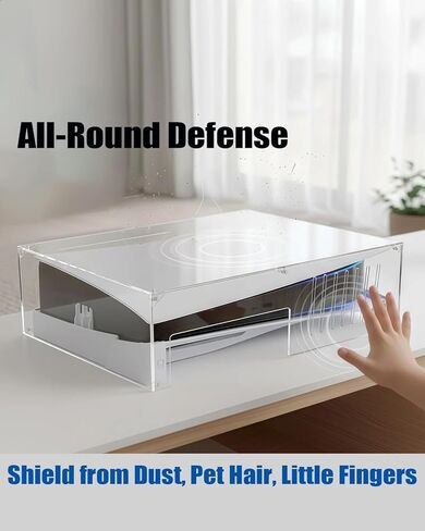 غطاء غبار أكريليك Fletzorb أفقي PS5، واقي وحدة تحكم شفاف لجهاز PS5 Slim/Pro مع قاعدة، حافظة سهلة التجميع لتبديد الحرارة، مضاد للخدش والغبار، 17 بوصة طول × 13 بوصة عرض × 6 بوصة ارتفاع in Kuwait